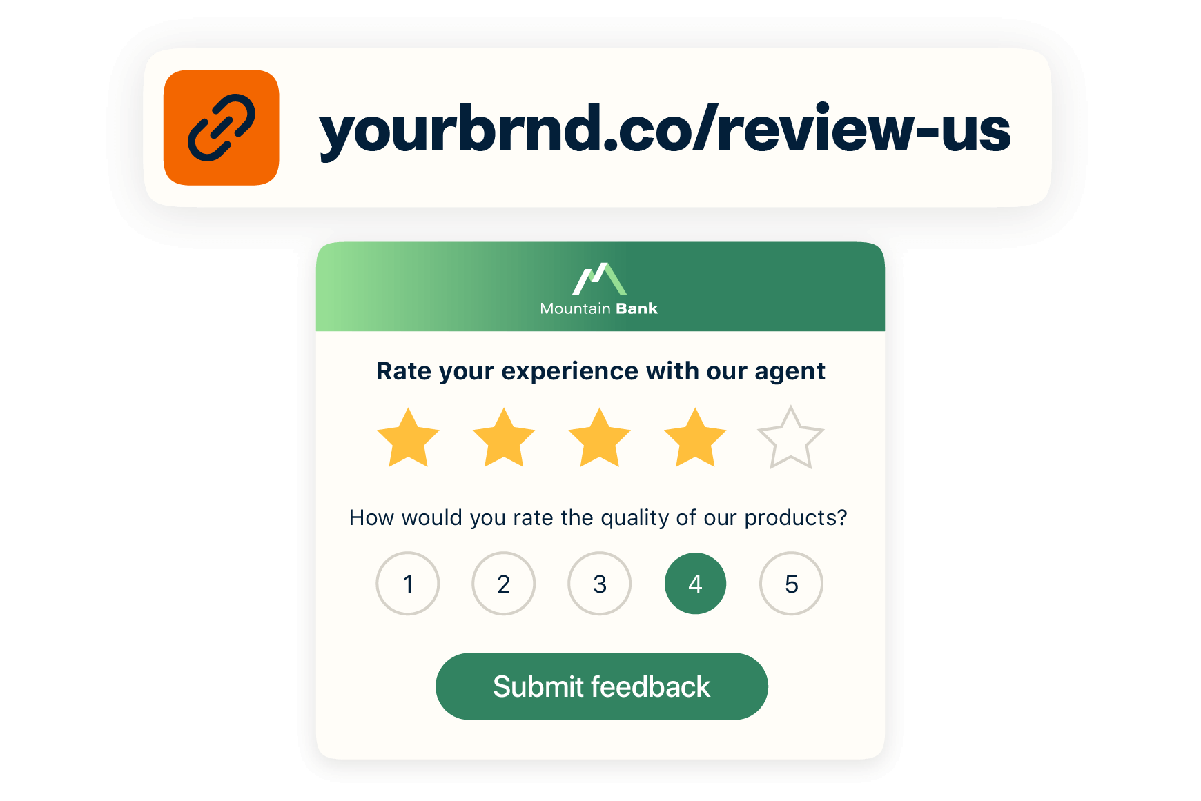 Branded short link for customer reviews