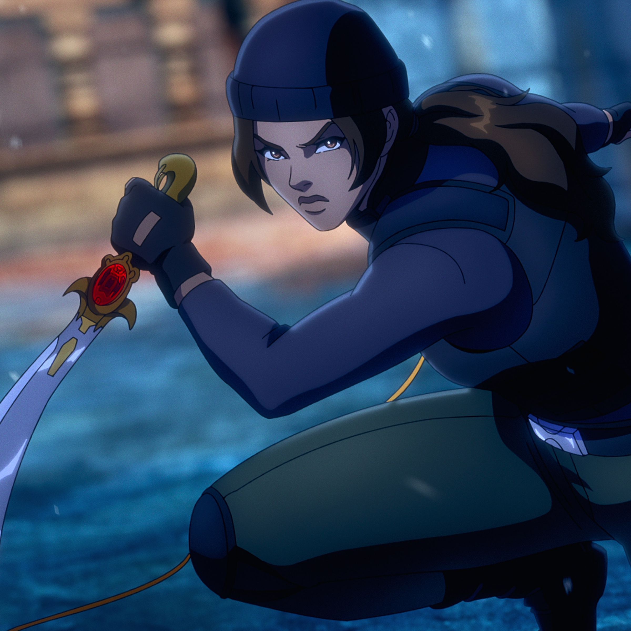 A still image from Netflix’s animated Tomb Raider show.