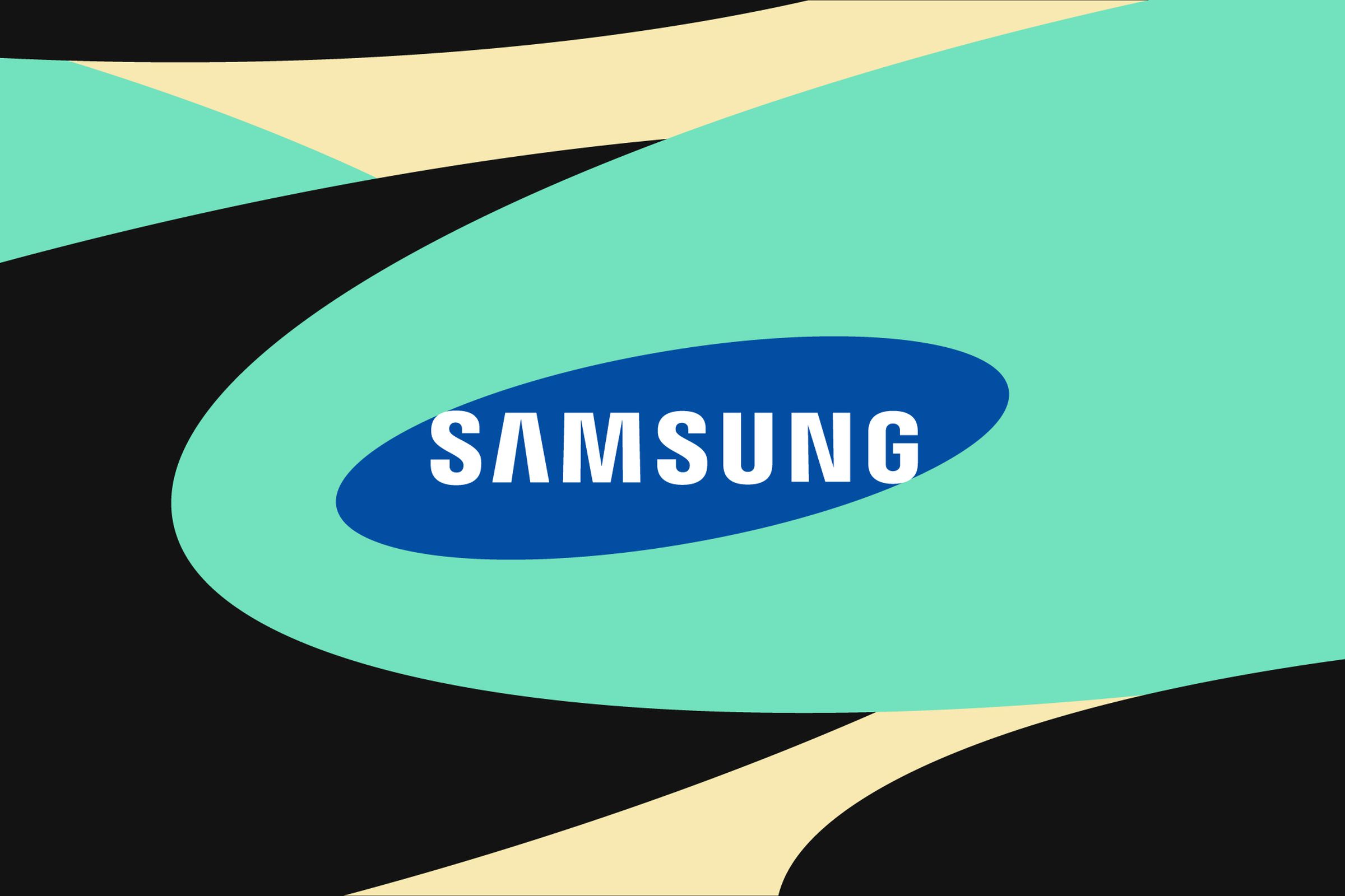 An image showing the Samsung logo on an abstract background