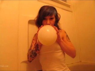 amateur teen, popping balloons, teen, inked girls