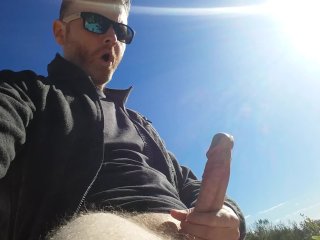 big dick, public, male ejaculation, outside
