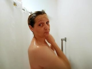 hot single mom, washing hair, voyeur shower, sensual