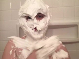fetish, solo female, shaving cream pie, amateur