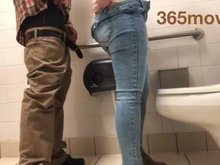 restroom fuck, interracial, big dick, public sex