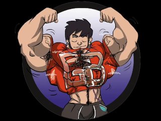 cartoon, muscle growth, solo male, growth