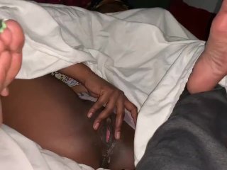 toes curled, finger in ass, ebony, teen