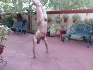 sexy dance, outside, solo male, naked