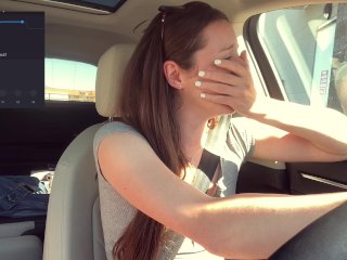 loud orgasm, driving, amateur, solo female