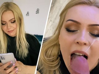 point of view, cum mouth, russian blowjob, russian blonde