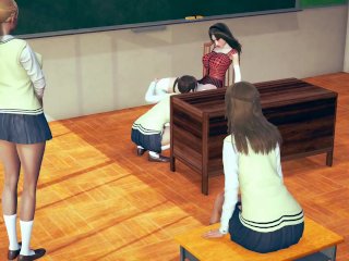 uncensored hentai, school, pussy licking, anime