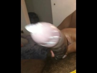 ebony, nutty playtime, cumfilled condom, vertical video