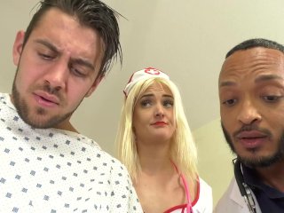 threesome, bisexual male, nurse doctor, double blowjob