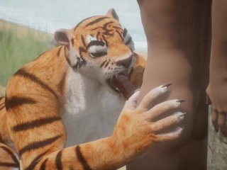 tiger girl, furry, butt, 60fps