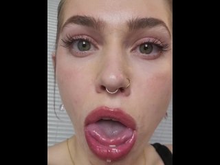 solo female, spit, exclusive, vertical video
