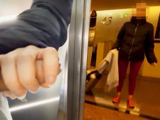 elevator fuck, young, trapped elevator, cum mouth