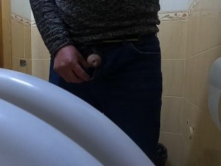 jerk off, big dick, exclusive, public toilet