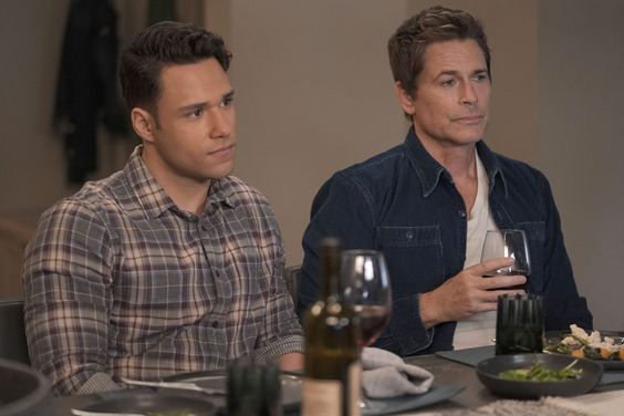 9-1-1 LONE STAR: L-R: Rafael Silva and Rob Lowe in the "Donors" episode of 9-1-1 LONE STAR airing Tuesday, May 2 (8:00-9:01 PM ET/PT) on FOX. © 2023 Fox Media LLC. CR: Kevin Estrada/FOX.