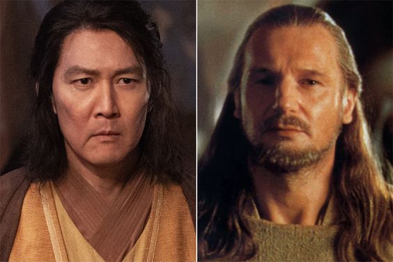 Lee Jung-jae in 'The Acolyte' and Liam Neeson in 'Star Wars: Episode I — The Phantom Menace'