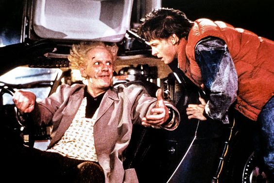 BACK TO THE FUTURE, from left, Christopher Lloyd, Michael J. Fox