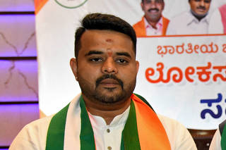 FILE PHOTO: Prajwal Revanna attends a meeting to form an alliance with India's ruling Bharatiya Janata Party, in Bengaluru