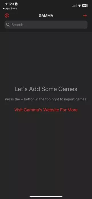 Screenshot of the Gamma iOS emulator while importing ROMs-1