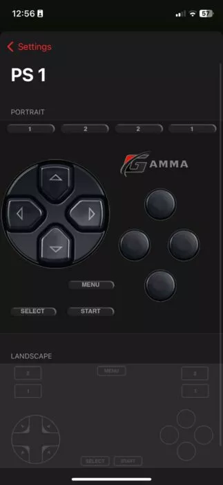 Screenshot of the Gamma PS1 Emulator while changing controller setting-2