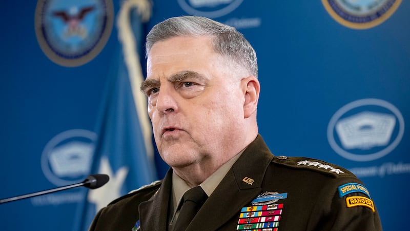 Gen. Mark Milley, chairman of the Joint Chiefs of Staff, speaks during a briefing with...