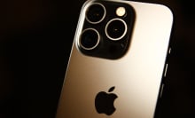 A close-up of an iPhone 15 camera. 