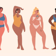 Illustration of women of all shapes, sizes, and skin tones. 