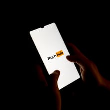 Pornhub logo seen displayed on a smartphone screen