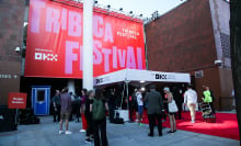 Atmosphere at entrance to Tribeca Film Festival