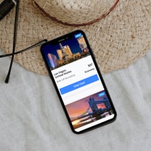 App open to flight booking page