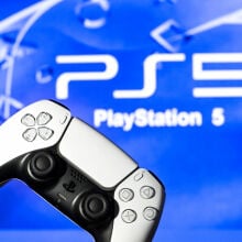 PlayStation 5 controller and logo