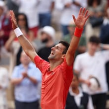 Novak Djokovic of Serbia celebrates