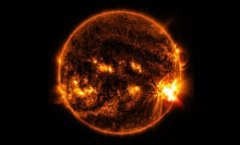 a solar flare shooting from the sun