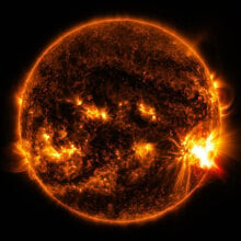 a solar flare shooting from the sun