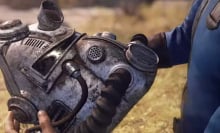 screenshot from fallout 76 trailer showing helmet