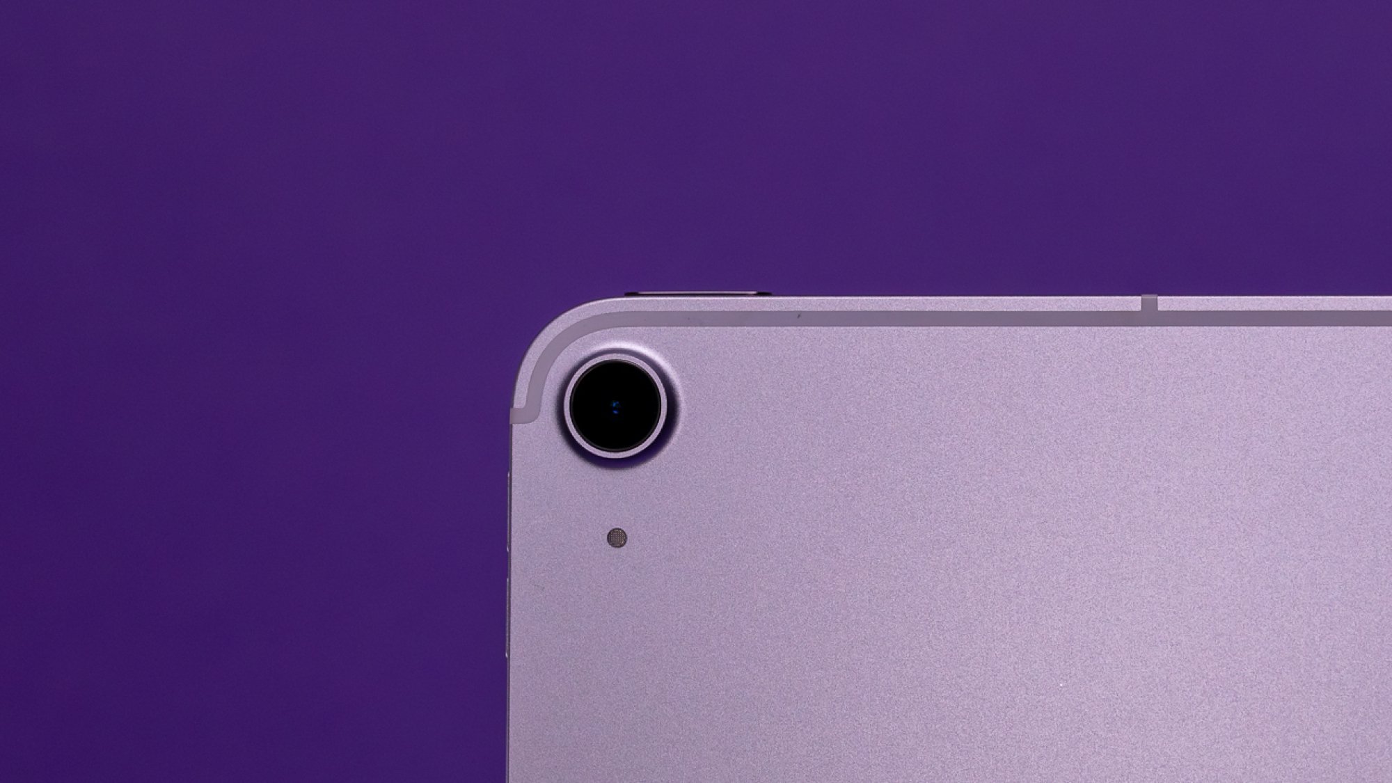 13-inch iPad Air camera against purple background