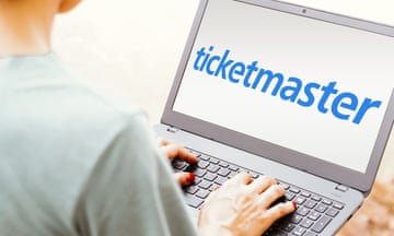A person logged on to Ticketmaster on a laptop.