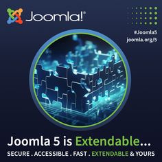 the front cover of joomila 5 is extensable secure accessible fast, extendable and yours