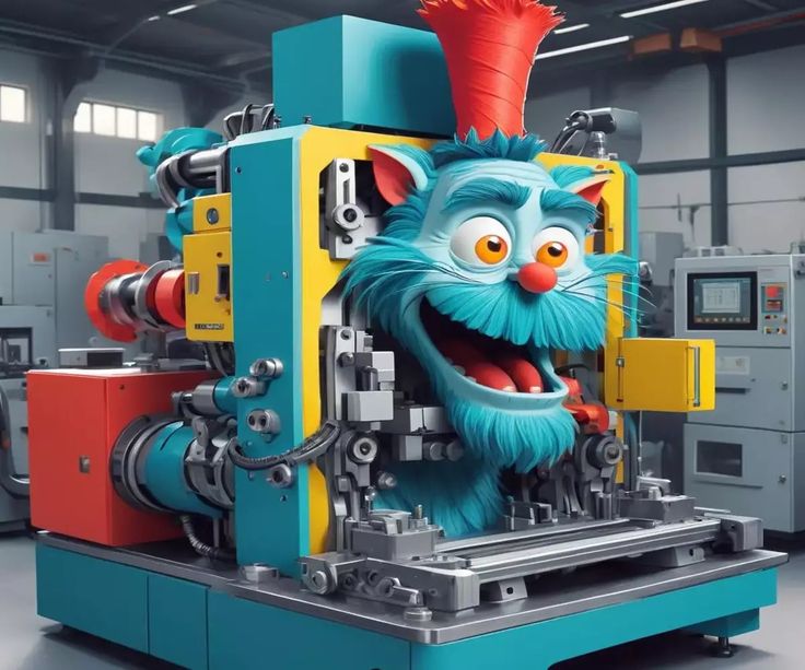 a machine that has some kind of animal on it's head and is making something
