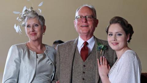 Graham with his wife and daughter, Natalie Carolyn Upson and Alice Amy Whittaker