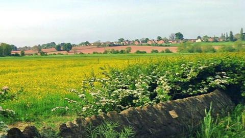 The Lugg Meadow seen from the A438 approaching Hereford 