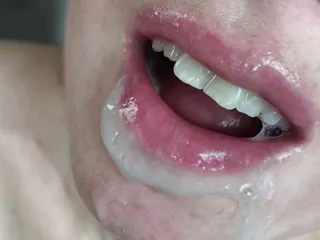 Wife Cum in Mouth, Cum on Tongue, Wife, Best Blowjob