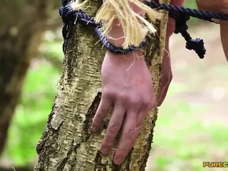 Tied to Tree, Cummed, Honour May, 3 on 1