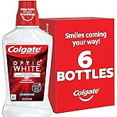 Colgate Optic White Whitening Mouthwash with Hydrogen Peroxide, Alcohol Free, Icy Fresh Mint - 16 fluid ounces (6 Pack)