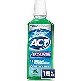 ACT Total Care Zero Alcohol Anticavity Fluoride Mouthwash 18 fl. oz. Kills Bad Breath Germs, Fresh Mint