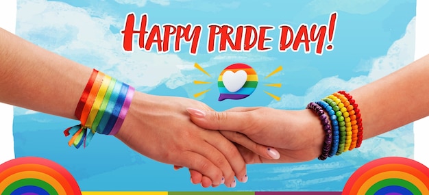 Happy pride day banner collage