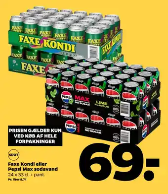 Netto Faxe Kondi eller Pepsi Max sodavand tilbud