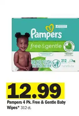 Meijer Pampers 4 Pk. Free & Gentle Baby Wipes offer